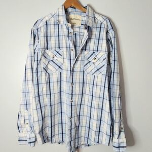 Ruff Hewn new with tags plaid blue shirt button down men's size XL